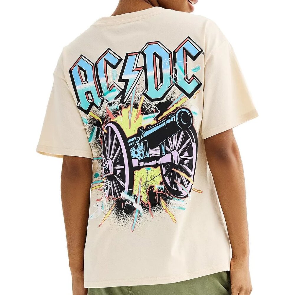 New! AC/DC Rock Band Embroidered T-Shirt Double-Sided Boyfriend Tee